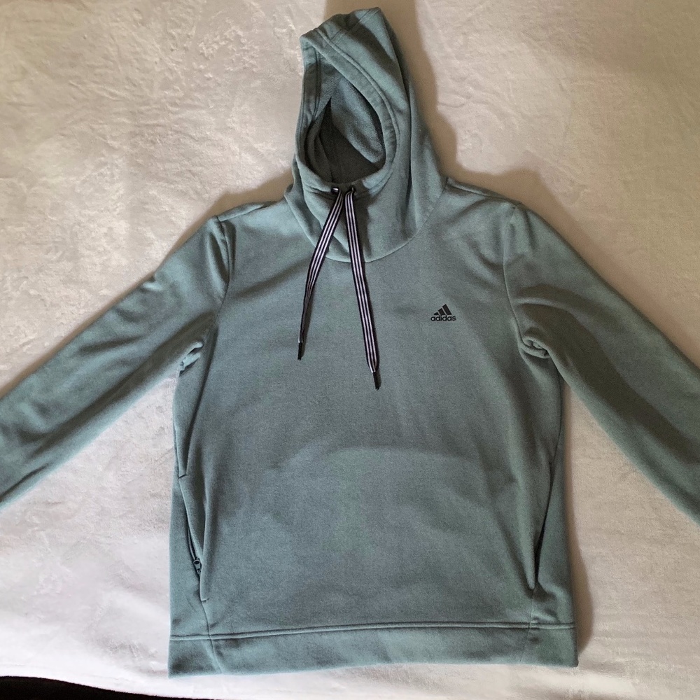 Women's Large Adidas Sweater CYAN side pockets